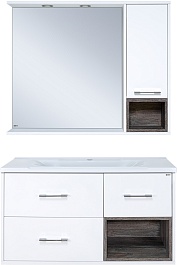 Misty Мебель для ванной Фетта 100 R белая/сосна пасадена – фотография-1